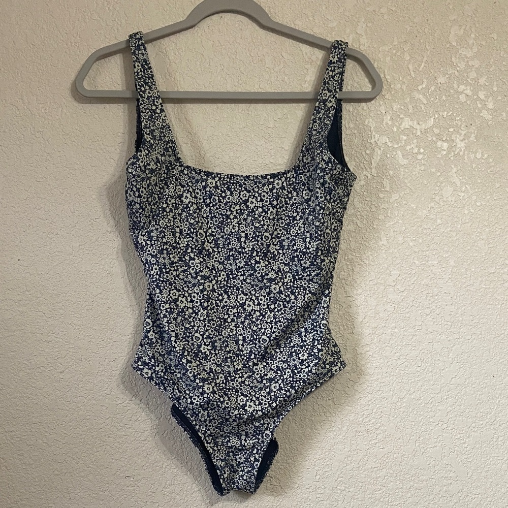 Everlane Navy Floral Bodysuit